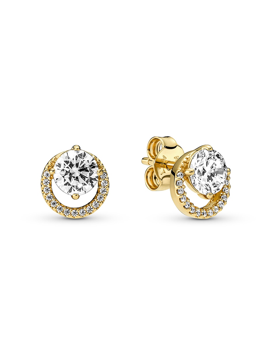 Broqueles de plata P 925 con acabado baño de oro zirconia cúbica