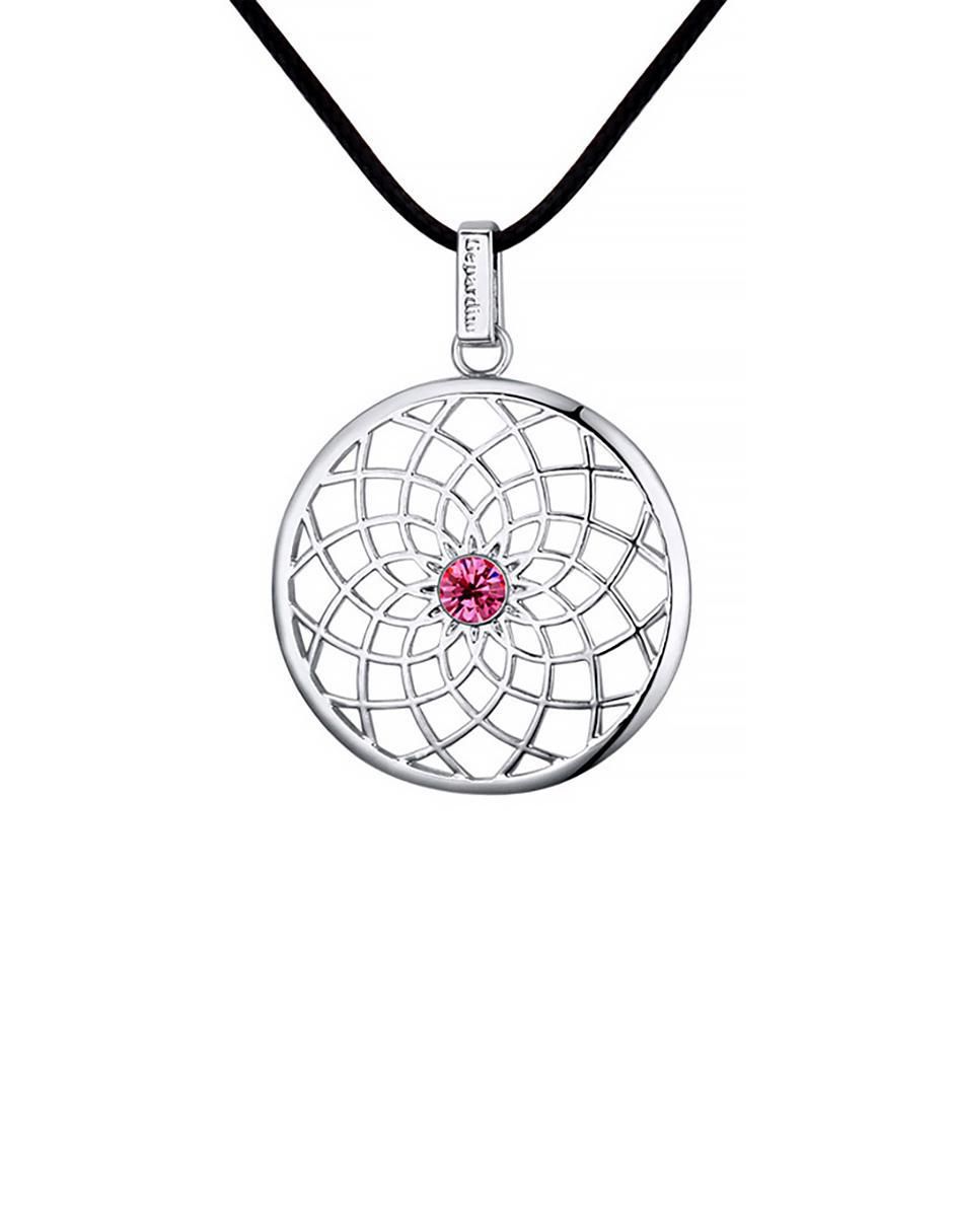 Dije circular de plata cristal