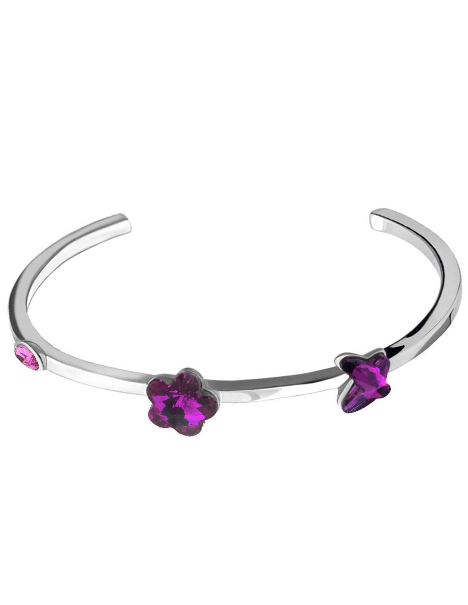 Brazalete con acabado baño de oro blanco 3