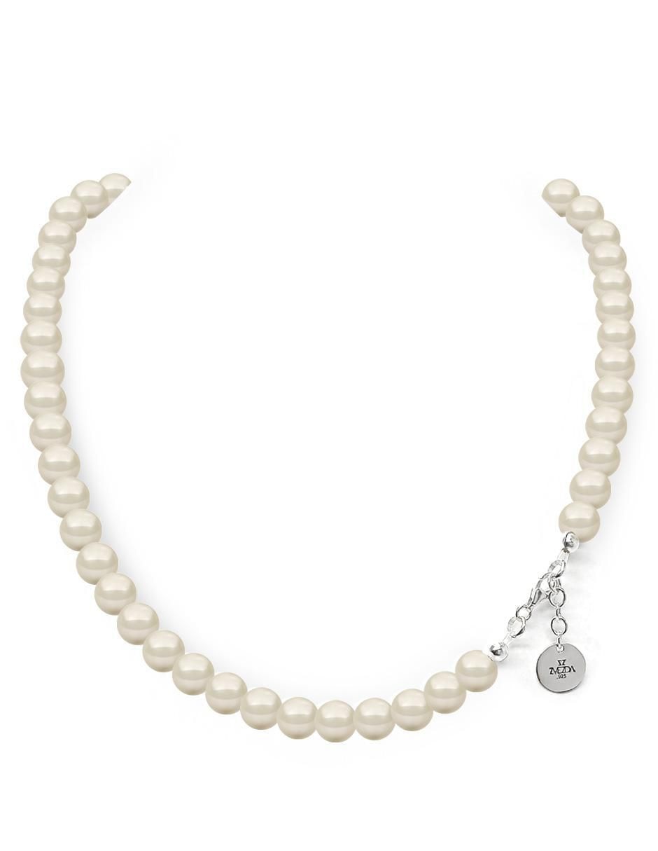Aretes, collar y pulsera redondos Pearls plata cristal 4