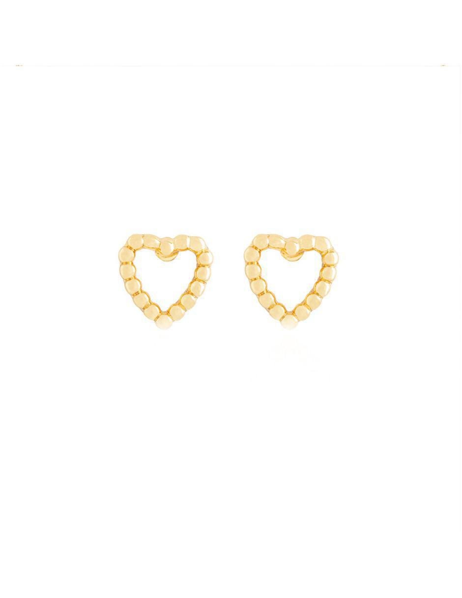 Broqueles de corazón con acabado baño de oro zirconia