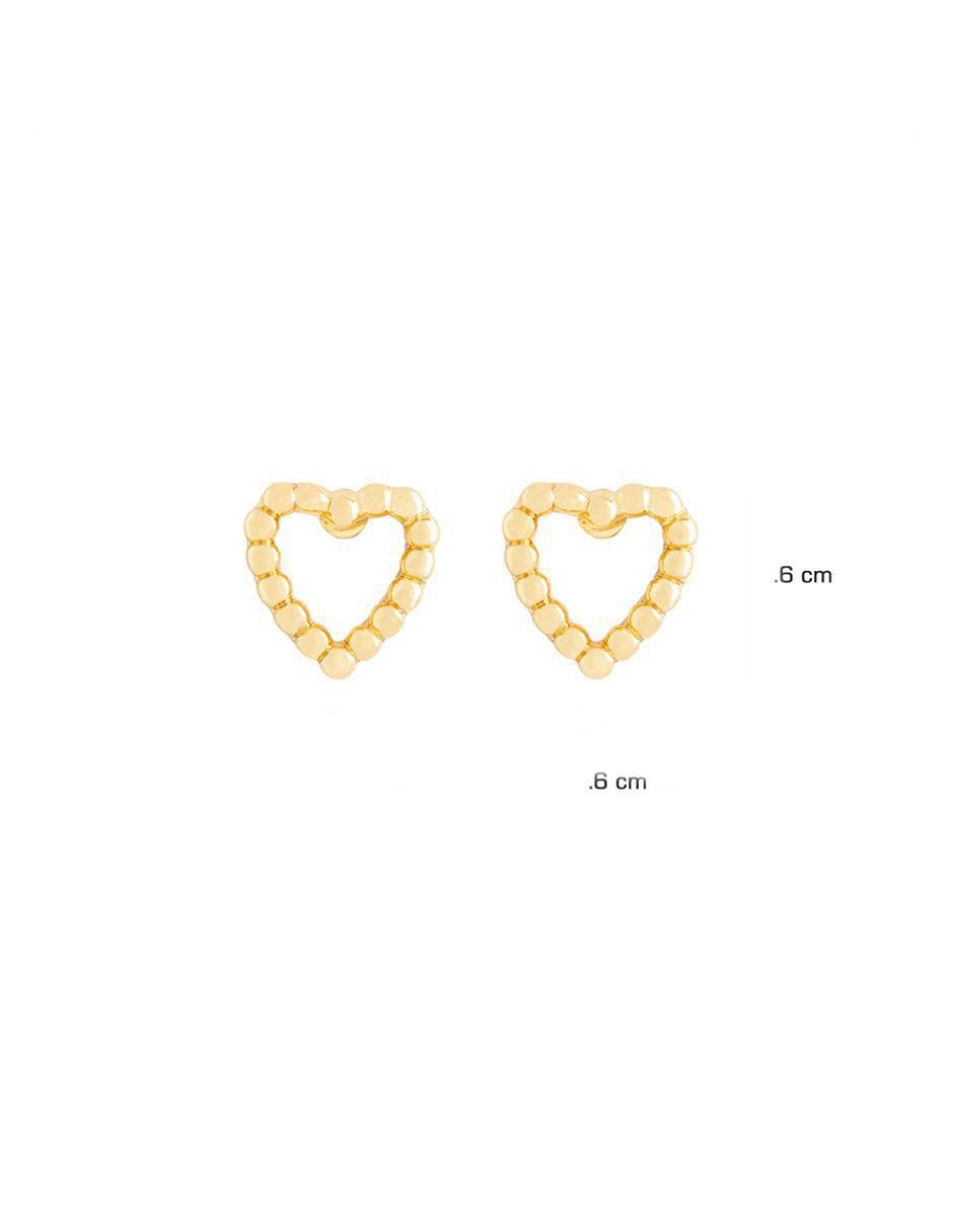 Broqueles de corazón con acabado baño de oro zirconia 4
