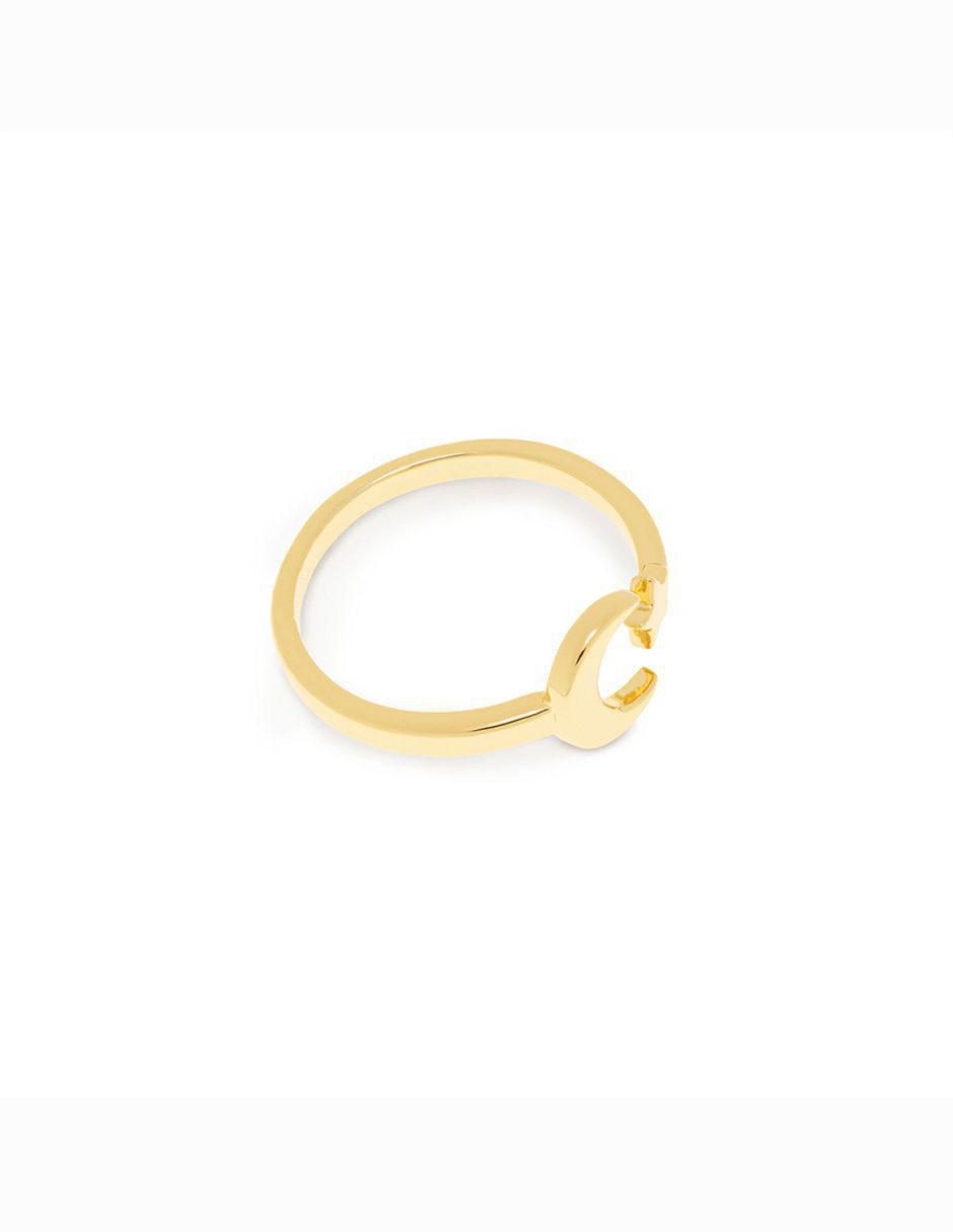 Anillo de luna zirconia con acabado baño de oro