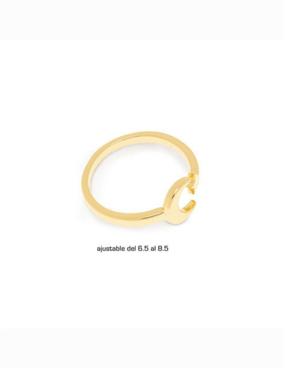 Anillo de luna zirconia con acabado baño de oro 3
