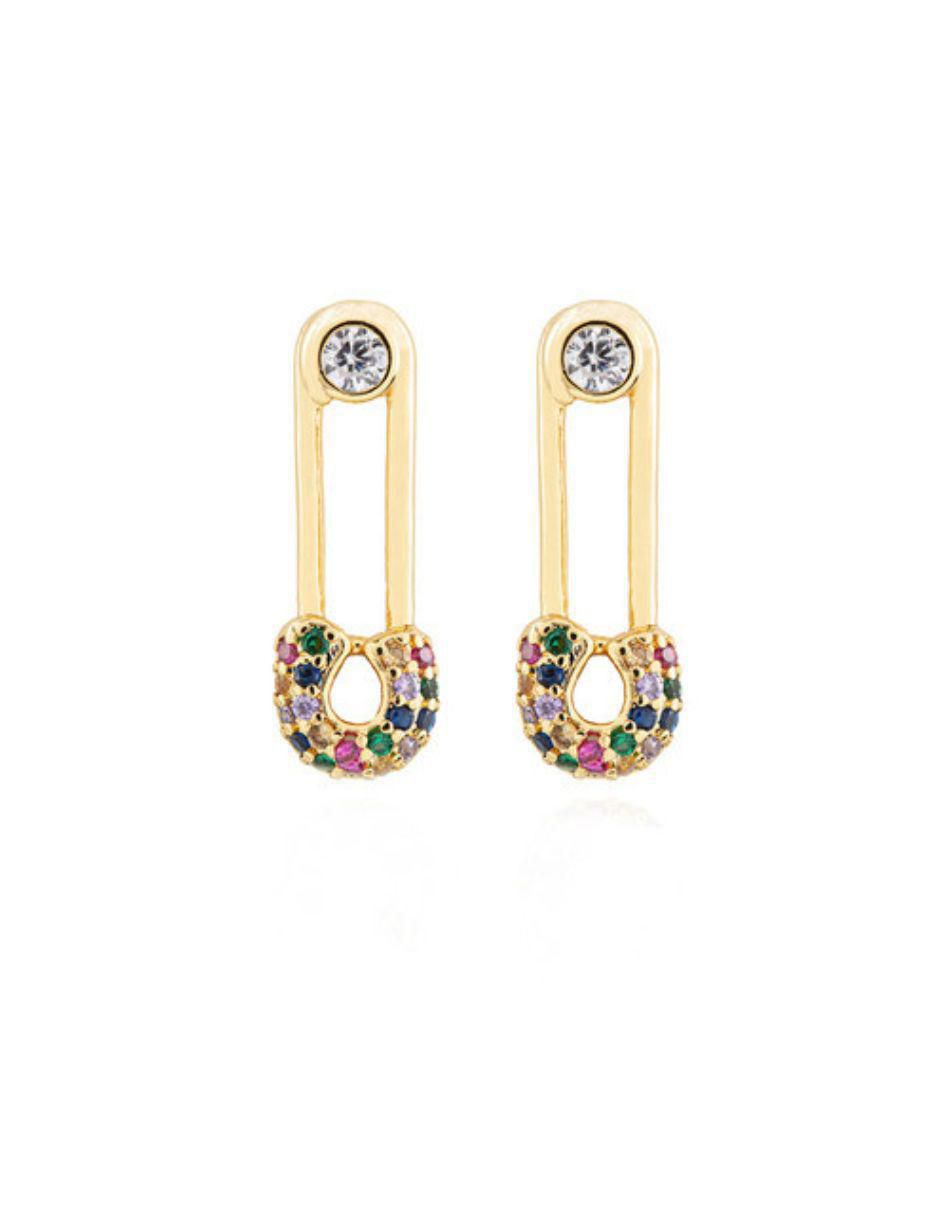 Broqueles con acabado baño de oro zirconia