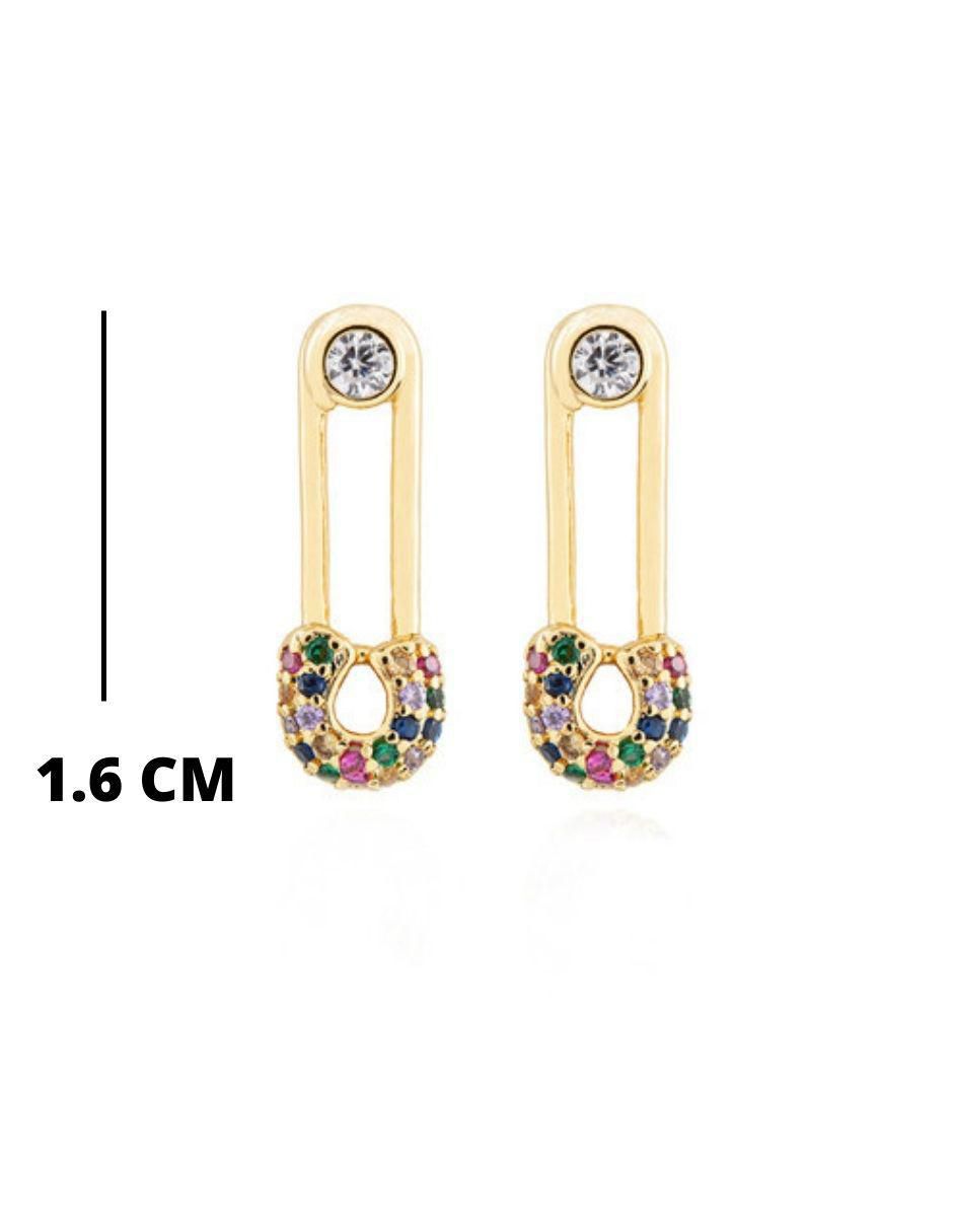 Broqueles con acabado baño de oro zirconia 4