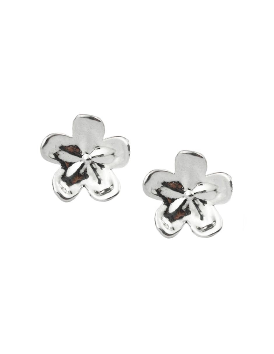 Broqueles de flor Floral de plata con acabado plateado Broqueles de flor Floral de plata con acabado plateado