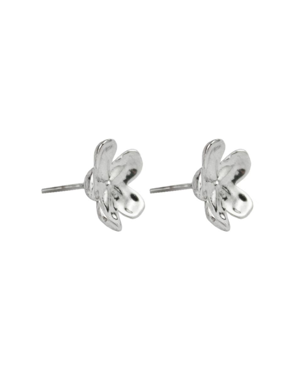 Broqueles de flor Floral de plata con acabado plateado 2