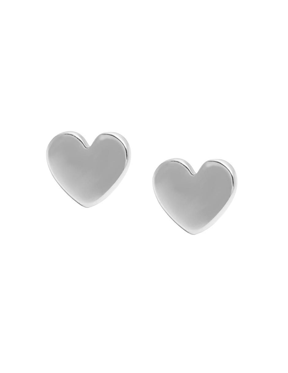 Broqueles de corazón Amore de plata con acabado plateado Broqueles de corazón Amore de plata con acabado plateado