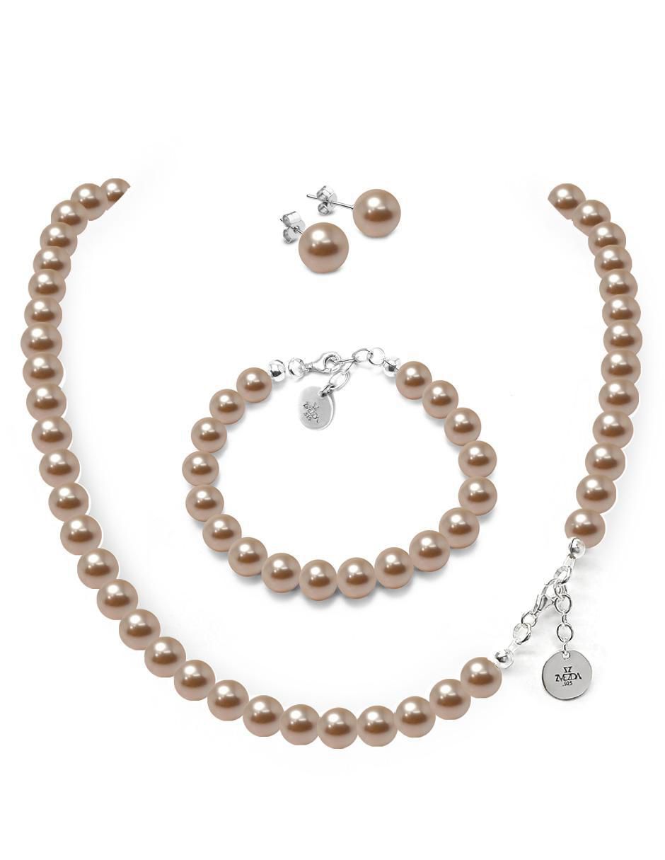 Aretes, collar y pulsera Pearls de plata P925 perla 3