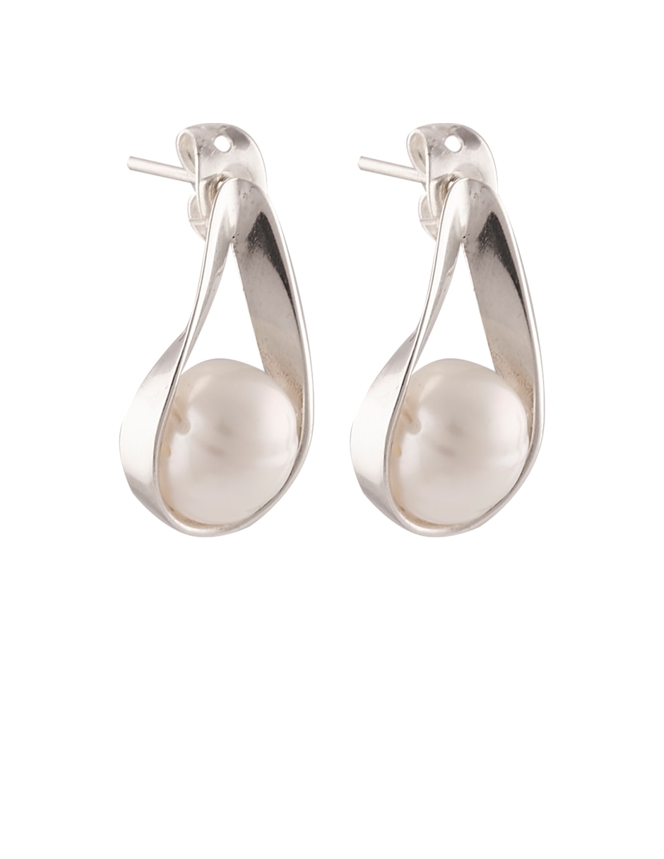 Broqueles de gota Perlas de plata con acabado plateado perla