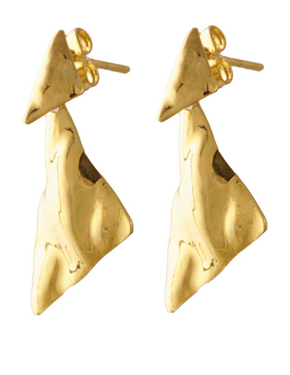 Aretes triangulares Empedrado de plata con acabado brillante 1