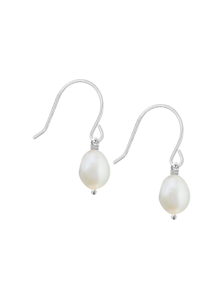 Aretes de gota de plata P 925 con acabado brillante perla 3