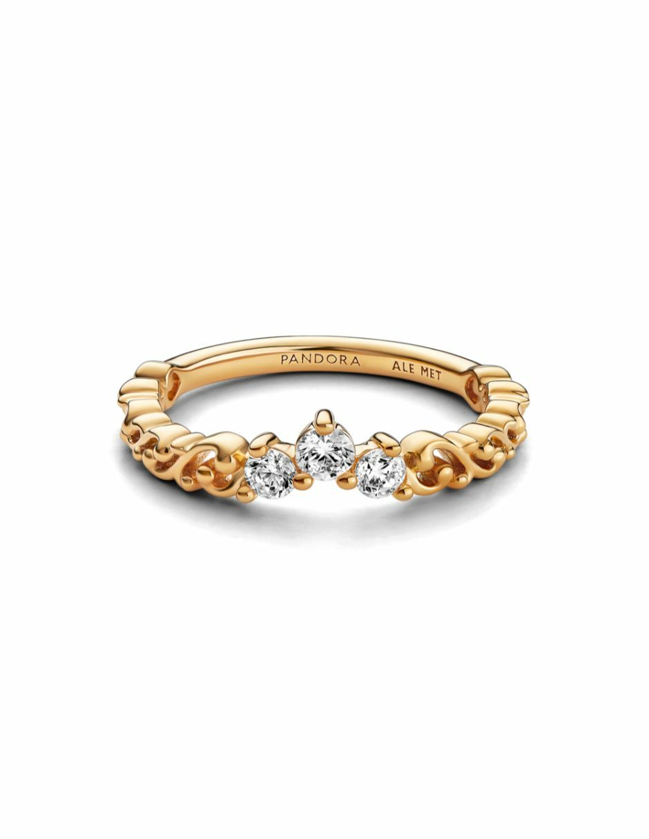 Anillo Timeless de plata P 925 zirconia cúbica con acabado baño de oro