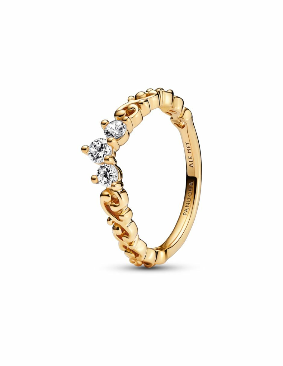 Anillo Timeless de plata P 925 zirconia cúbica con acabado baño de oro 2