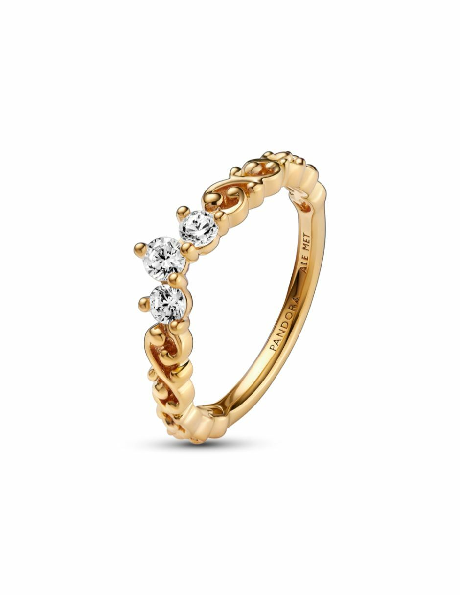 Anillo Timeless de plata P 925 zirconia cúbica con acabado baño de oro 3