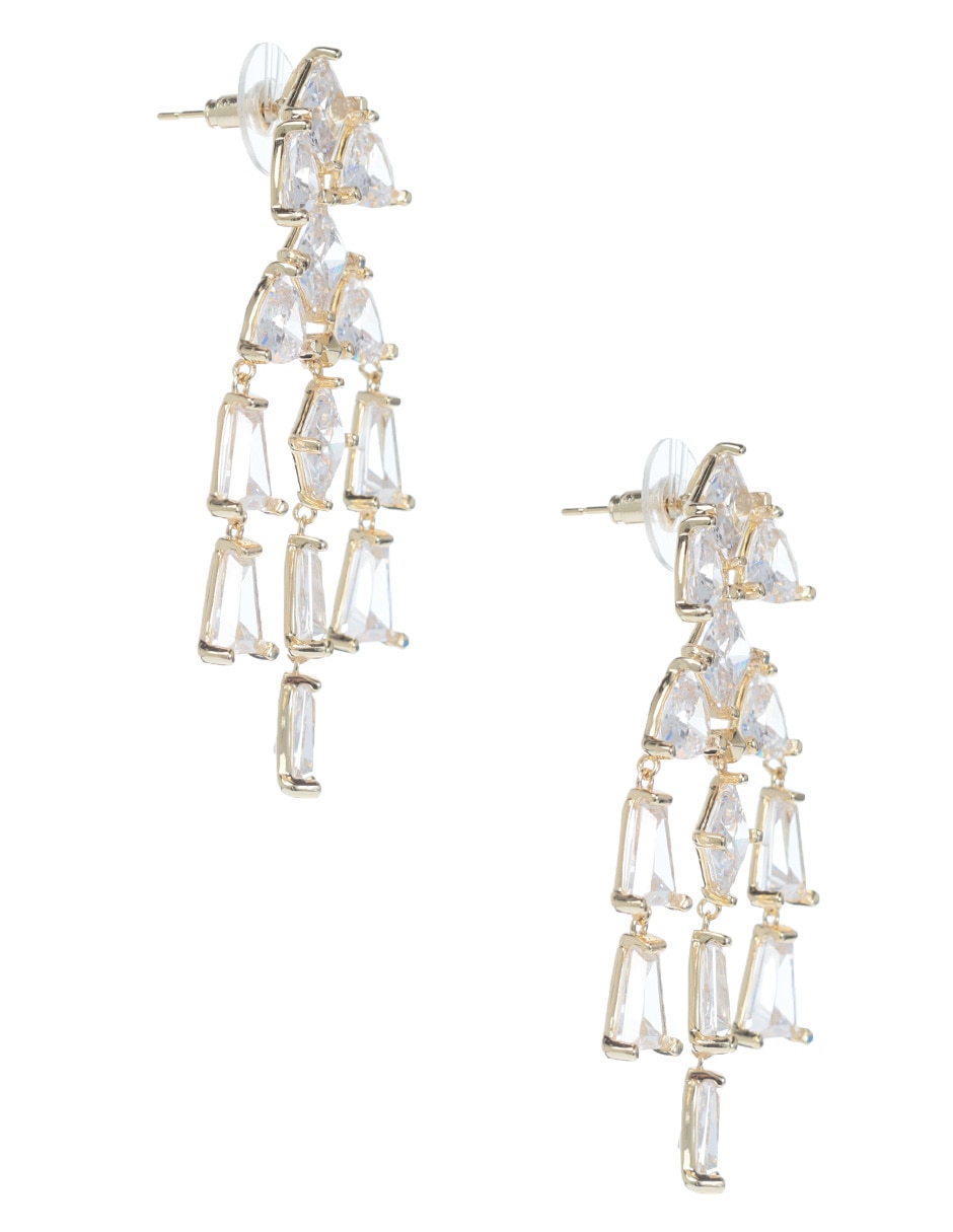 Aretes Blair con acabado baño de oro cristal 2
