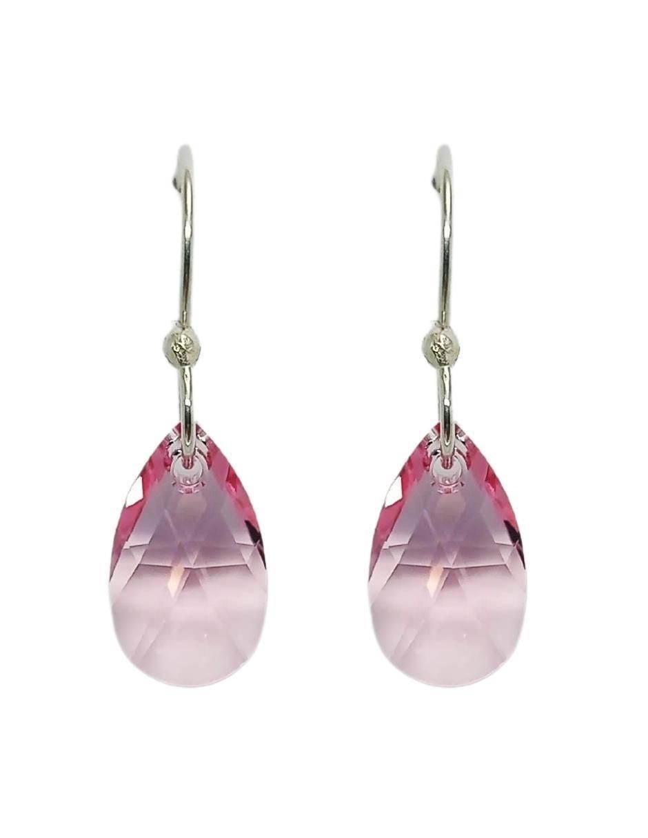 Aretes y collar de hoja Leaves de plata P 925 cristal 4