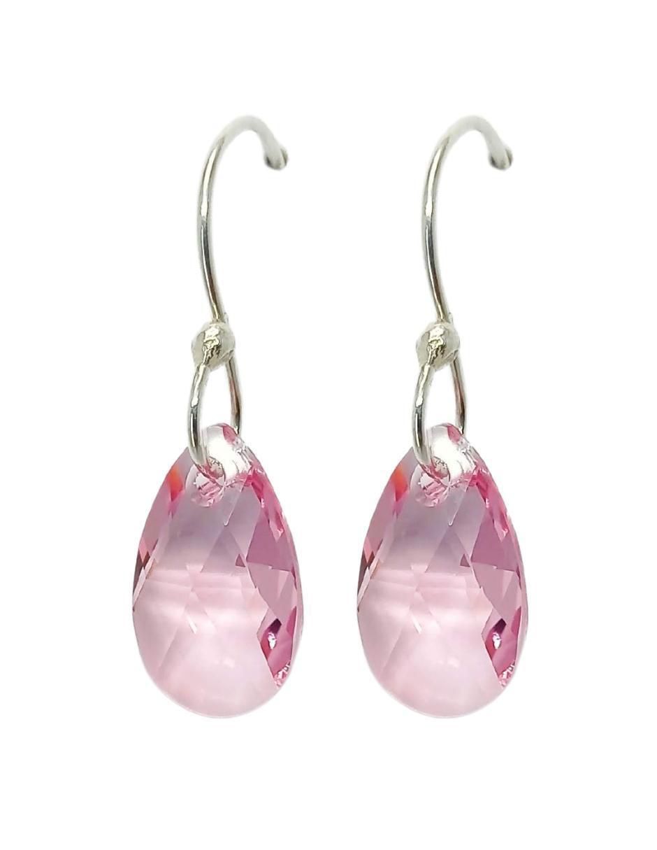 Aretes y collar de hoja Leaves de plata P 925 cristal 6