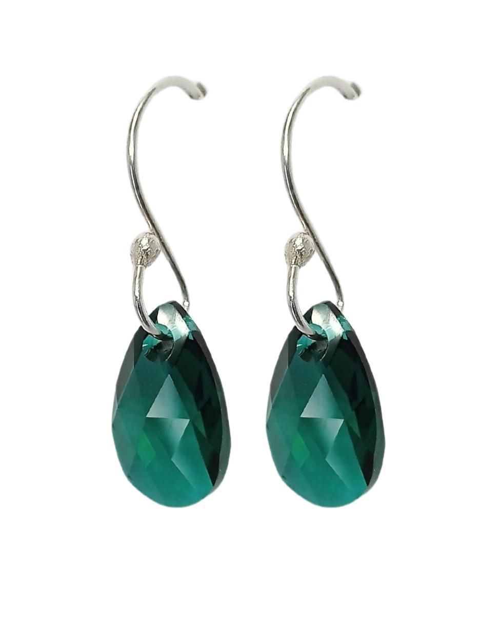 Aretes y collar de hoja Leaves de plata P 925 cristal 4