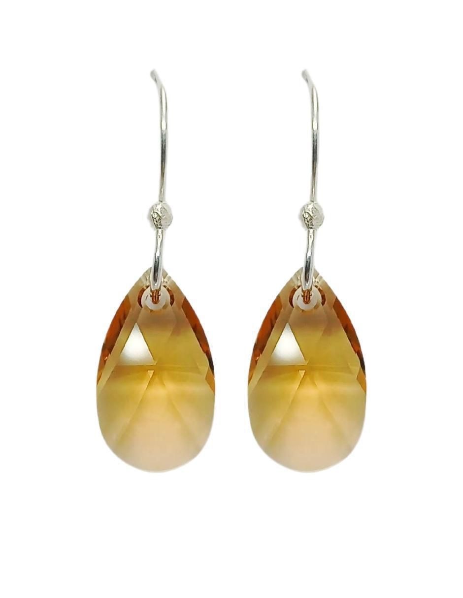 Aretes y collar de hoja Leaves de plata P 925 cristal 3