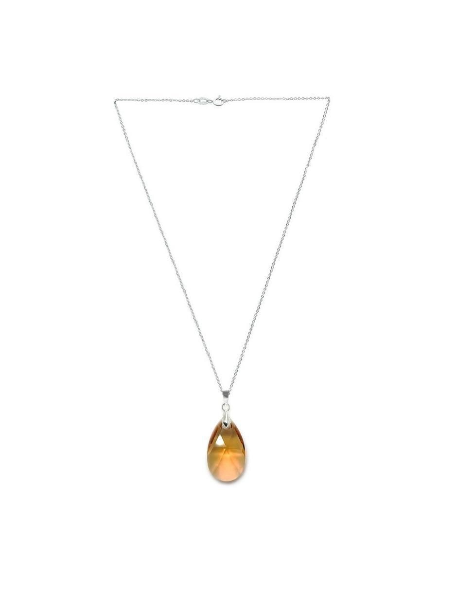 Aretes y collar de hoja Leaves de plata P 925 cristal 4