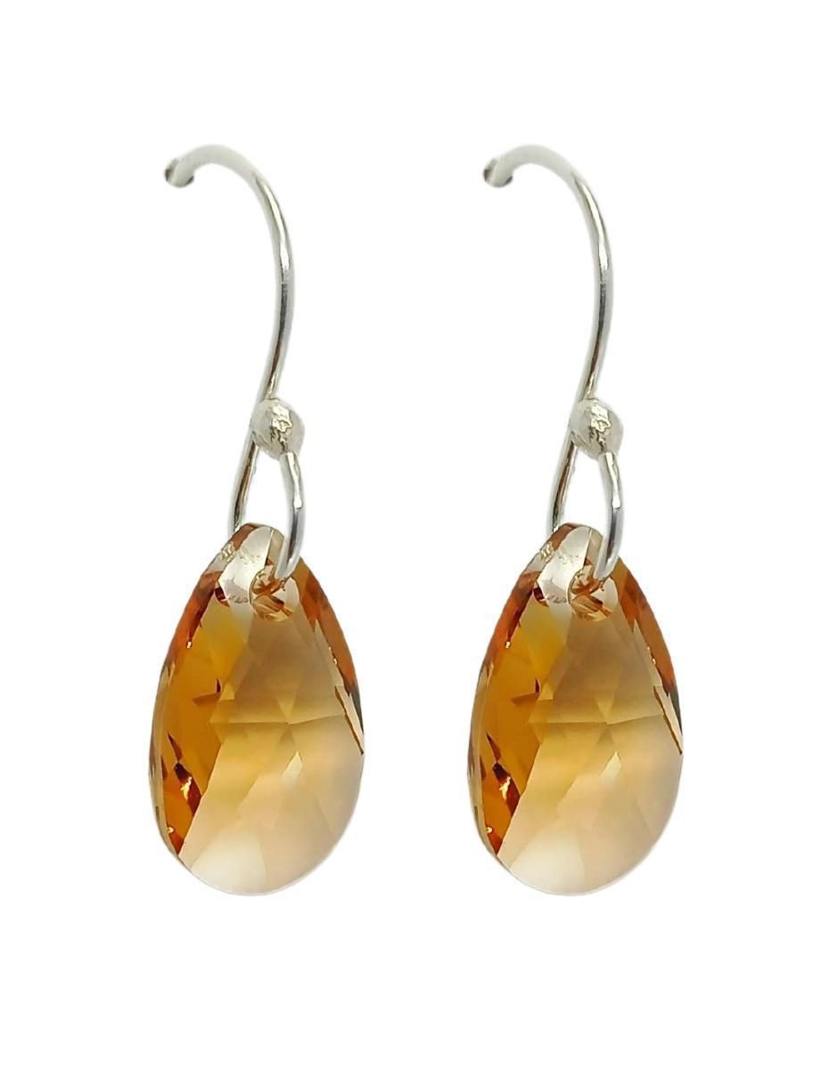 Aretes y collar de hoja Leaves de plata P 925 cristal 5