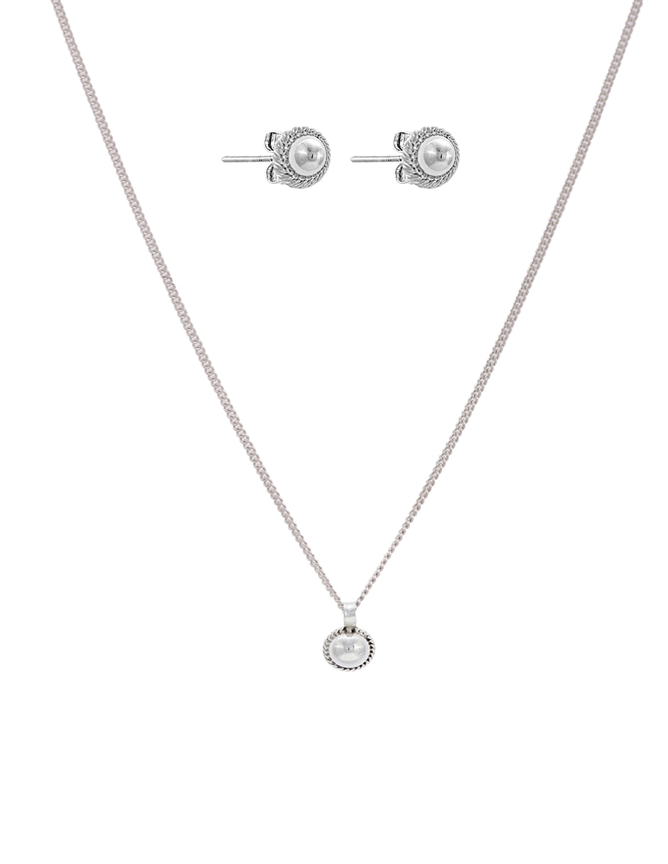 Aretes y collar de plata P925