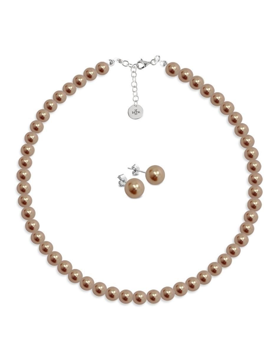 Aretes y collar Pearls de plata P 925 cristal