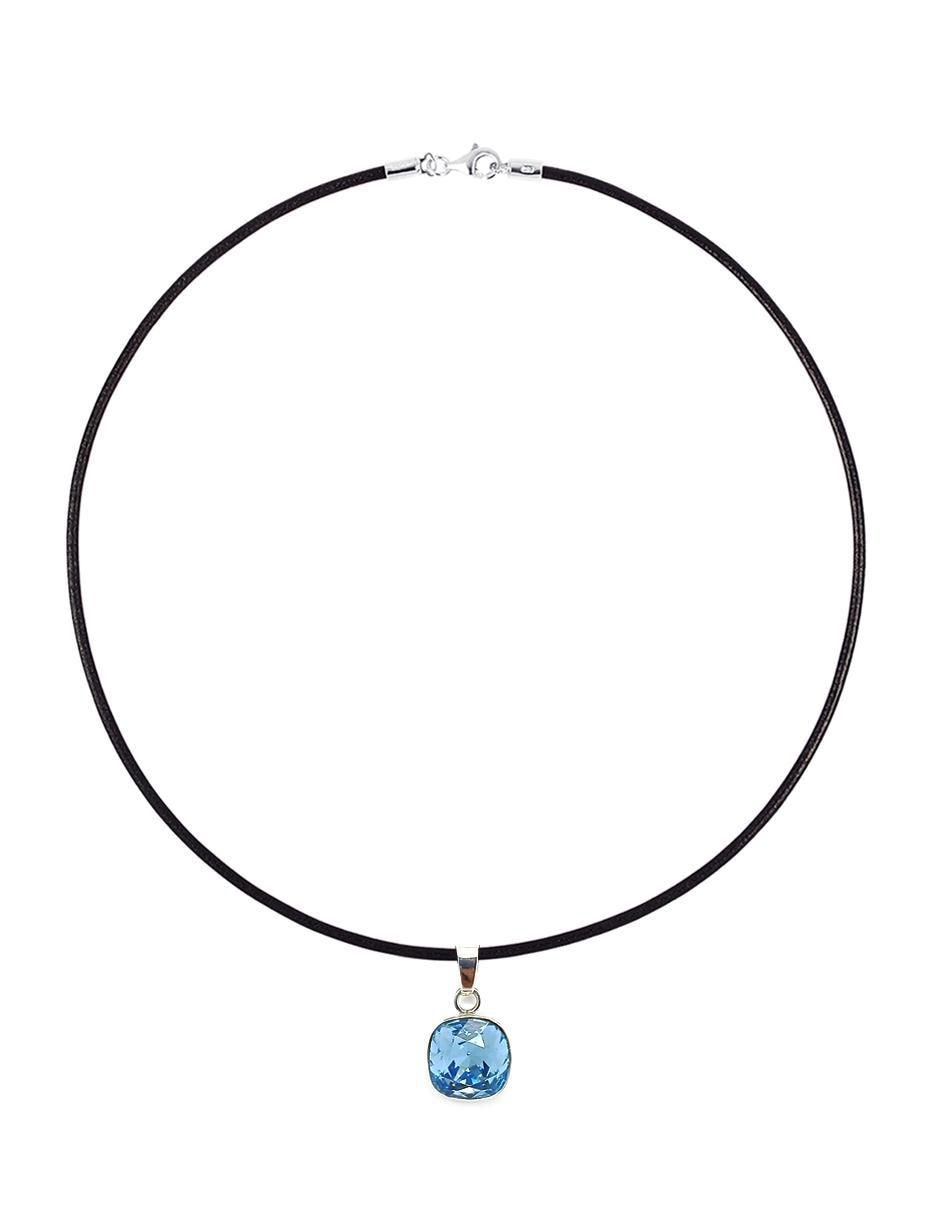 Aretes y collar Cushion de plata P 925 cristal 2