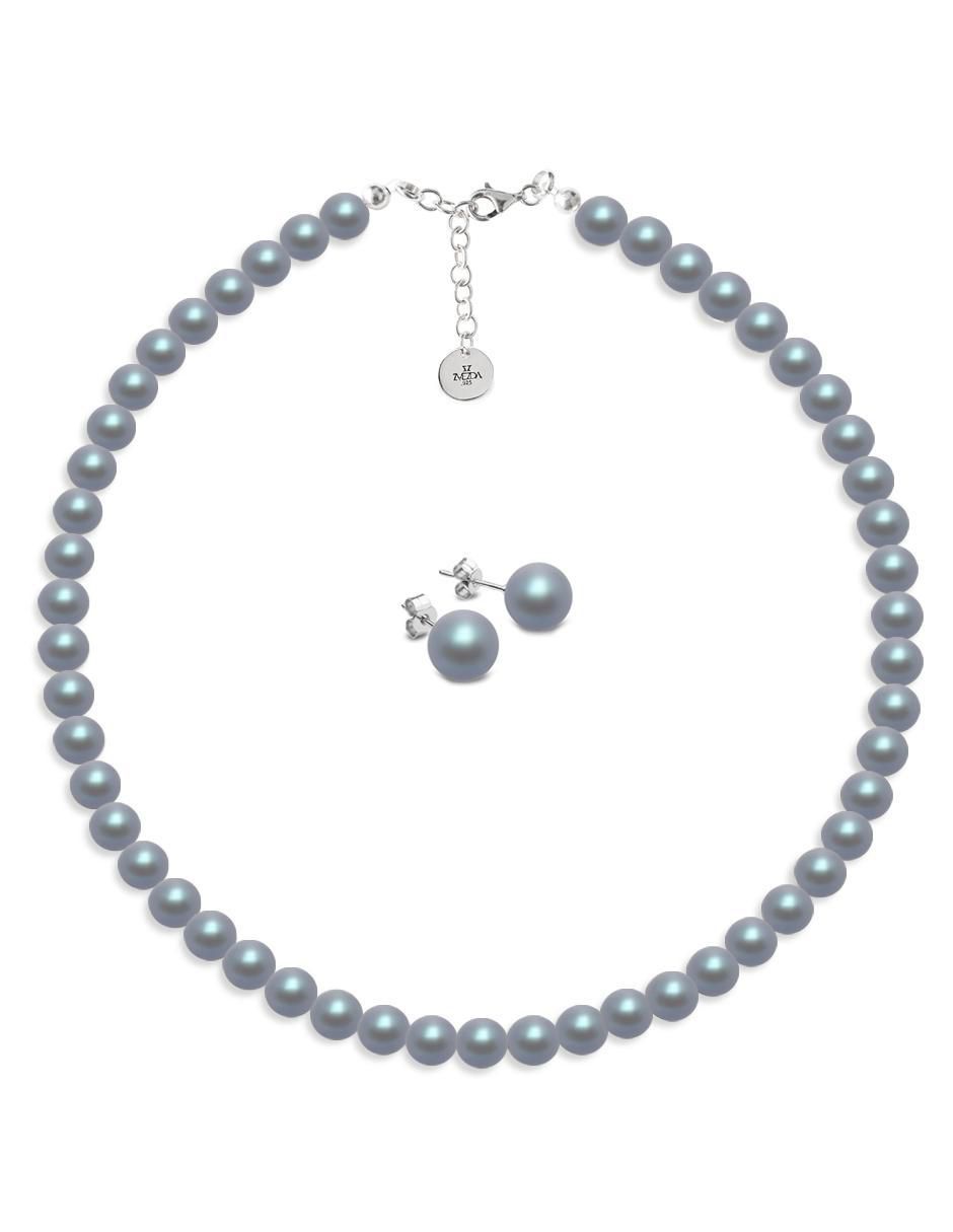 Aretes y collar Pearls de plata P 925 cristal 1