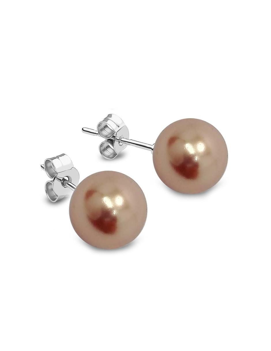 Broqueles redondos Pearls de plata con acabado brillante cristal