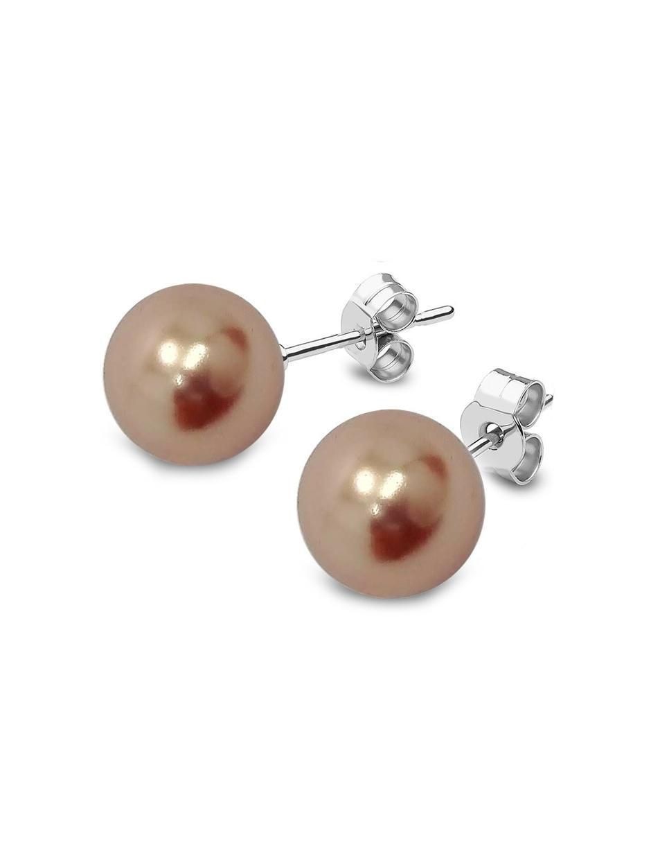 Broqueles redondos Pearls de plata con acabado brillante cristal 2