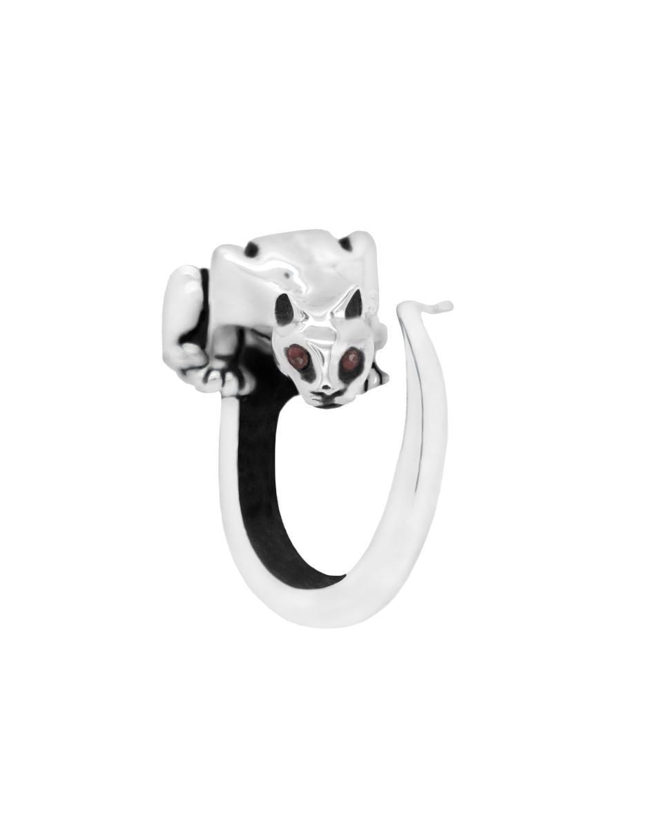 Anillo con gema de puma P 925 de plata rubí brillante