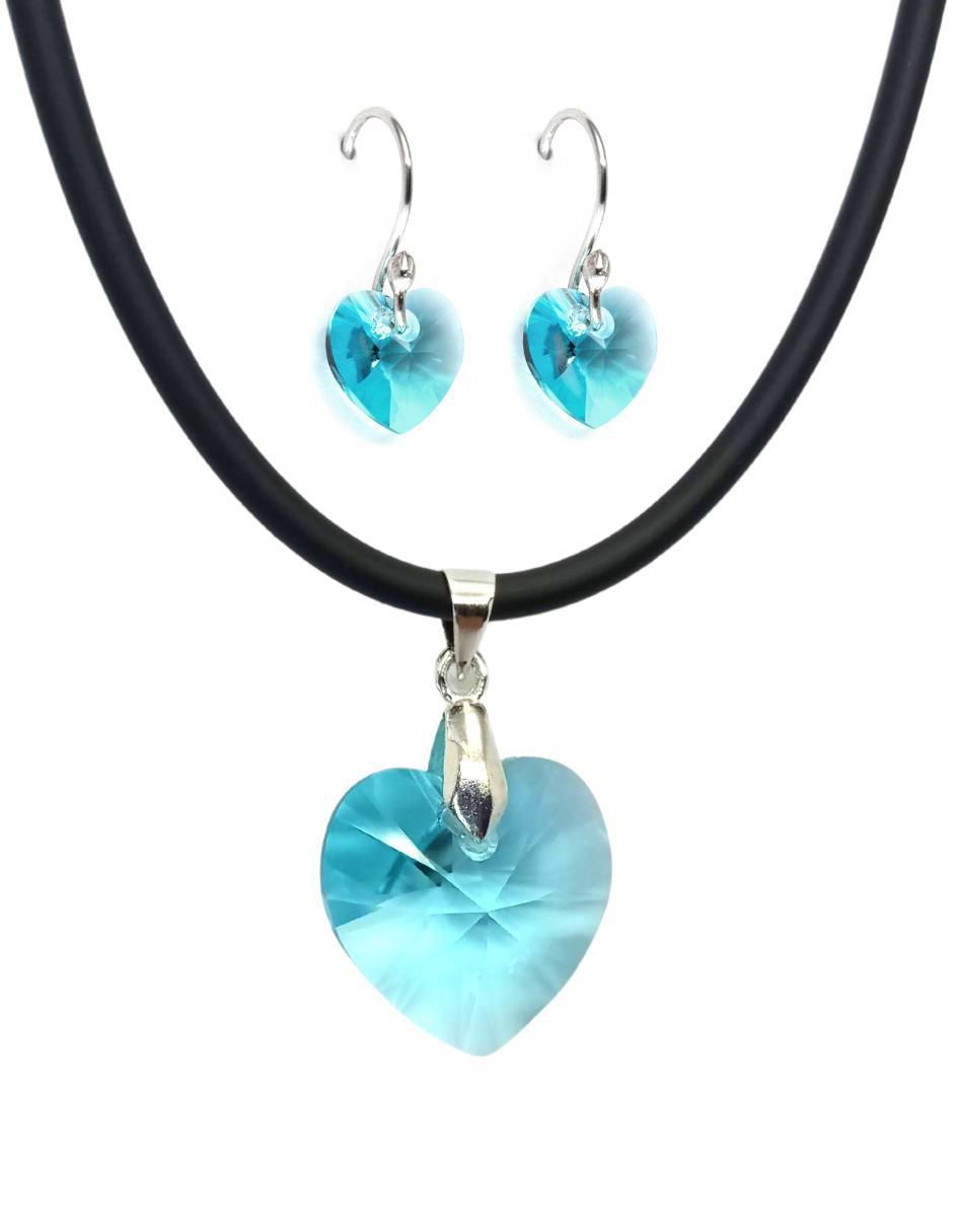 Aretes y collar Heart cristal