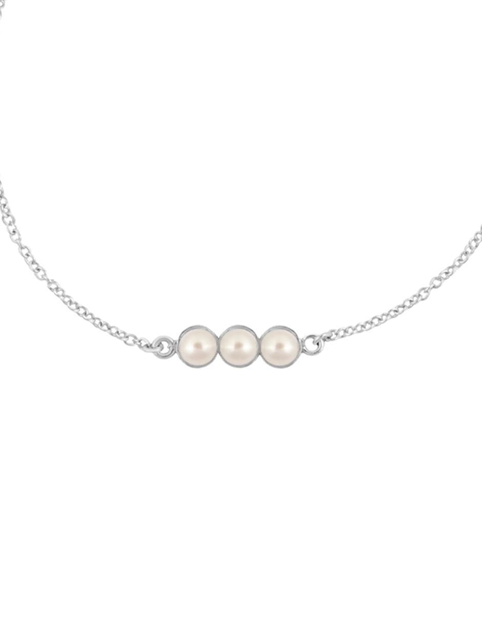 Pulsera de plata con perla Sereno con acabado pulido 2