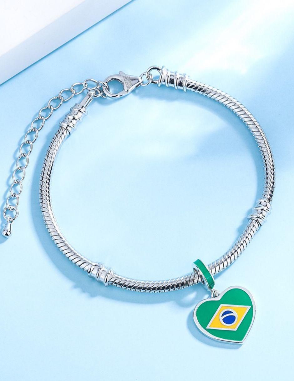 Charm de corazón mundial de plata P 925 5