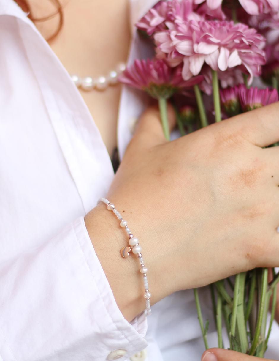 Pulsera de plata con calcedonia Amore 3