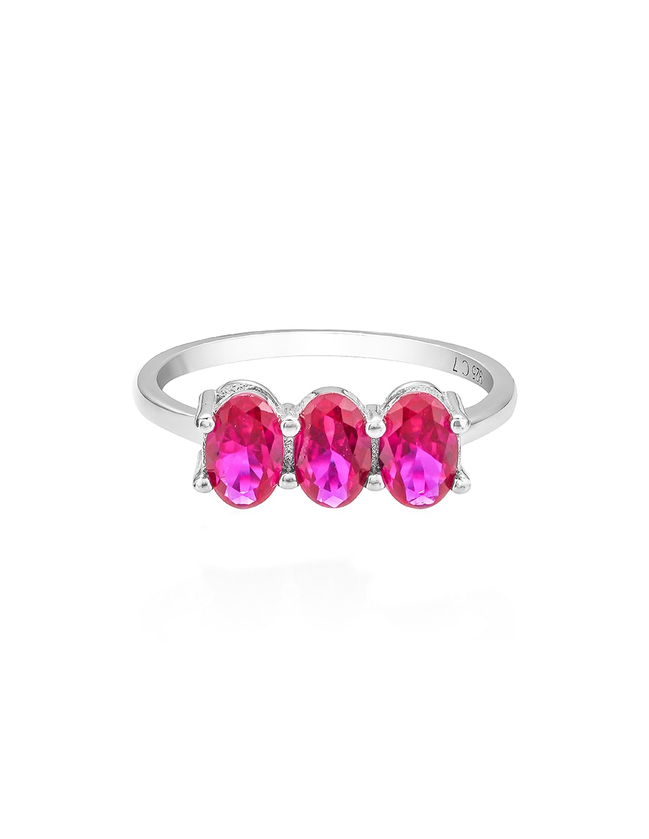Anillo con gema de plata P 925 zafiro con acabado baño de oro Anillo con gema de plata P 925 zafiro con acabado baño de oro
