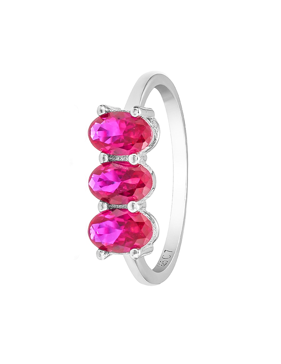 Anillo con gema de plata P 925 zafiro con acabado baño de oro 3