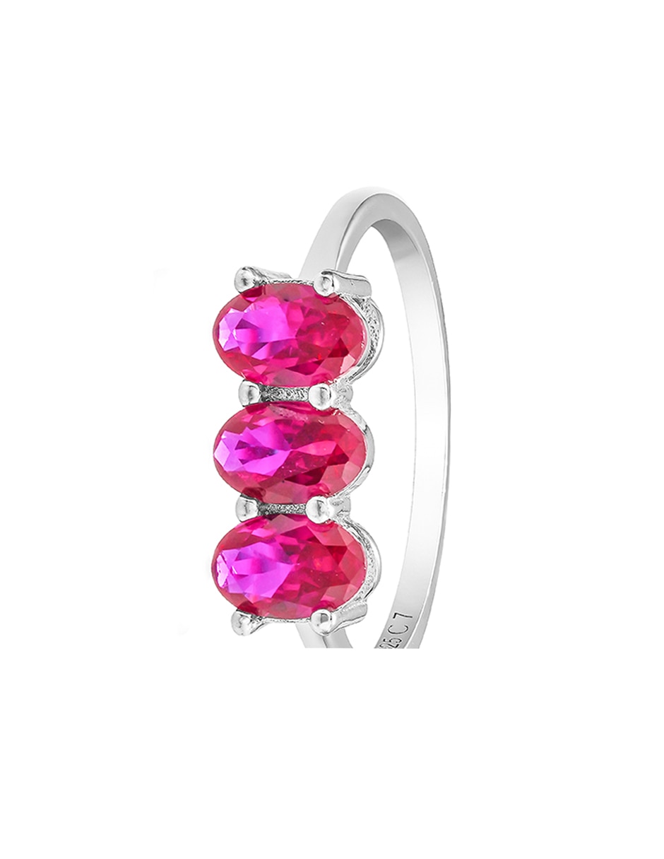 Anillo con gema de plata P 925 zafiro con acabado baño de oro 4