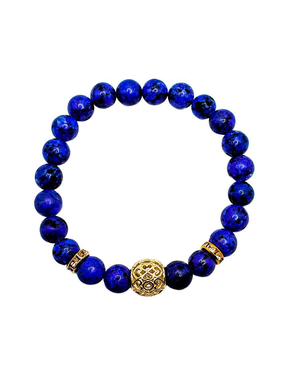 Pulsera con lapislázuli con acabado baño de oro