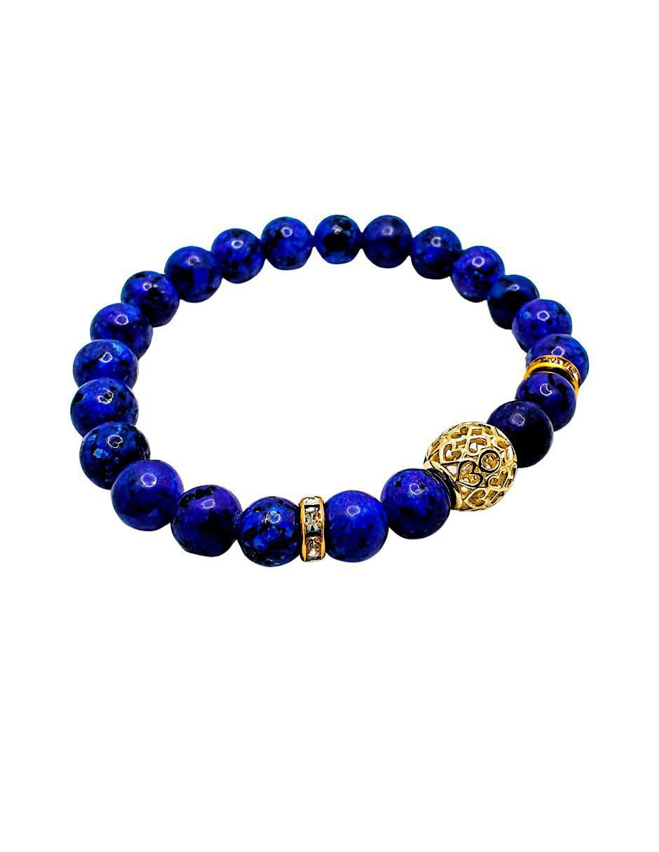 Pulsera con lapislázuli con acabado baño de oro 3