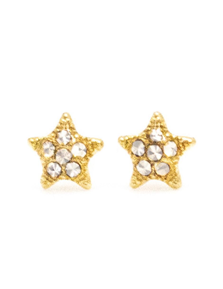 Broqueles de estrella de oro con acabado brillante zirconia 1
