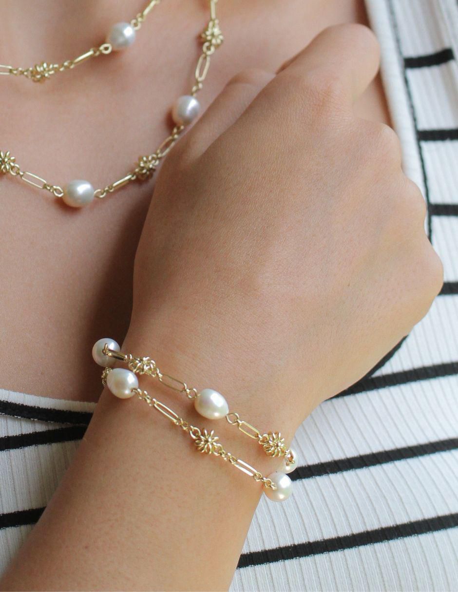 Pulsera de baño de oro Ablime Perlas 2