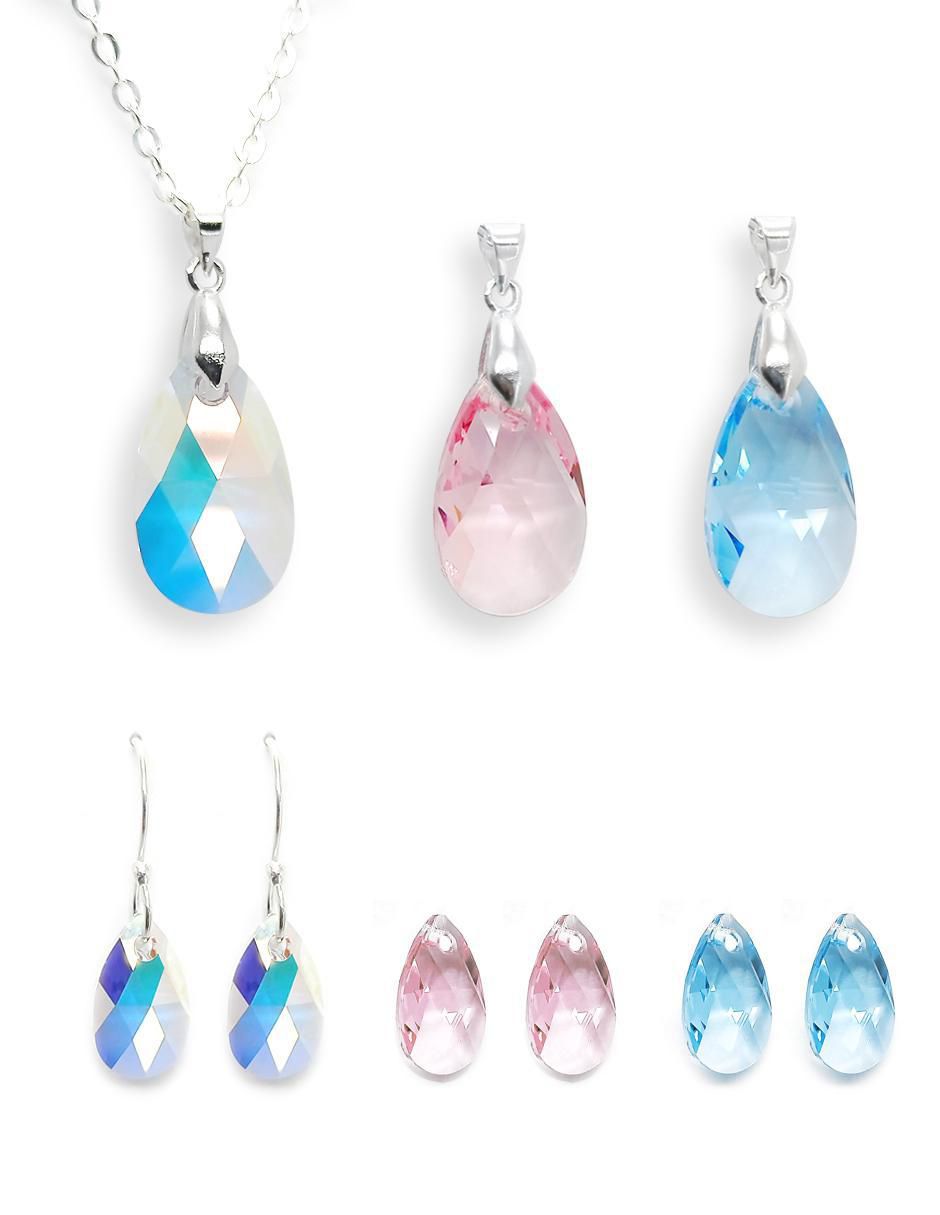 Set de collar y aretes de hoja Leaves de plata P925 swarovski