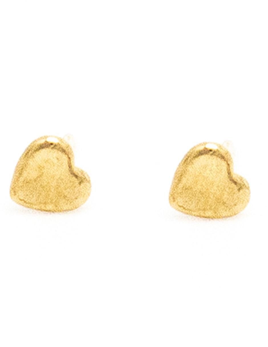 Broqueles de corazón de oro con acabado brillante