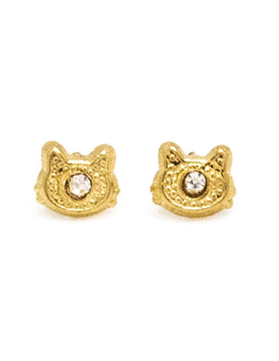 Broqueles de gato de oro con acabado brillante zirconia Broqueles de gato de oro con acabado brillante zirconia