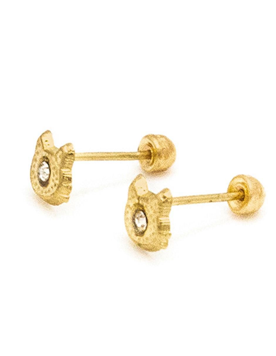 Broqueles de gato de oro con acabado brillante zirconia 2