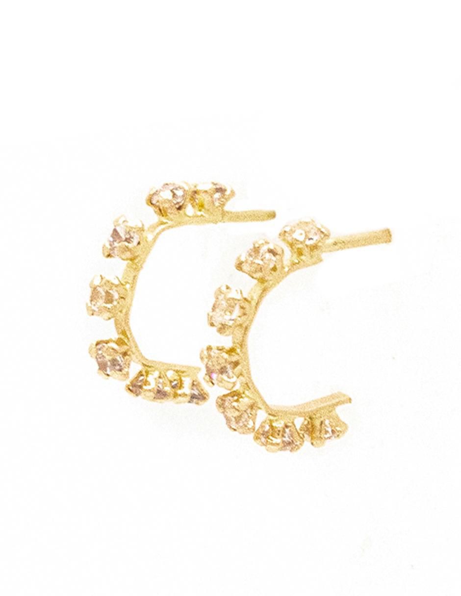 Broqueles redondos de oro con acabado brillante zirconia 1